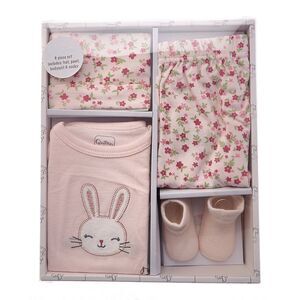 Quiltex Girls  Bunny 4Pc Layette Box Set, Pink